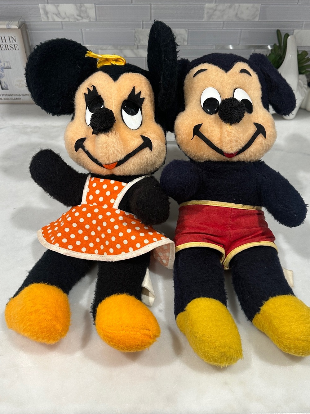Vintage 1960s–70s Disney Mickey & Minnie Mouse Plush Doll Set